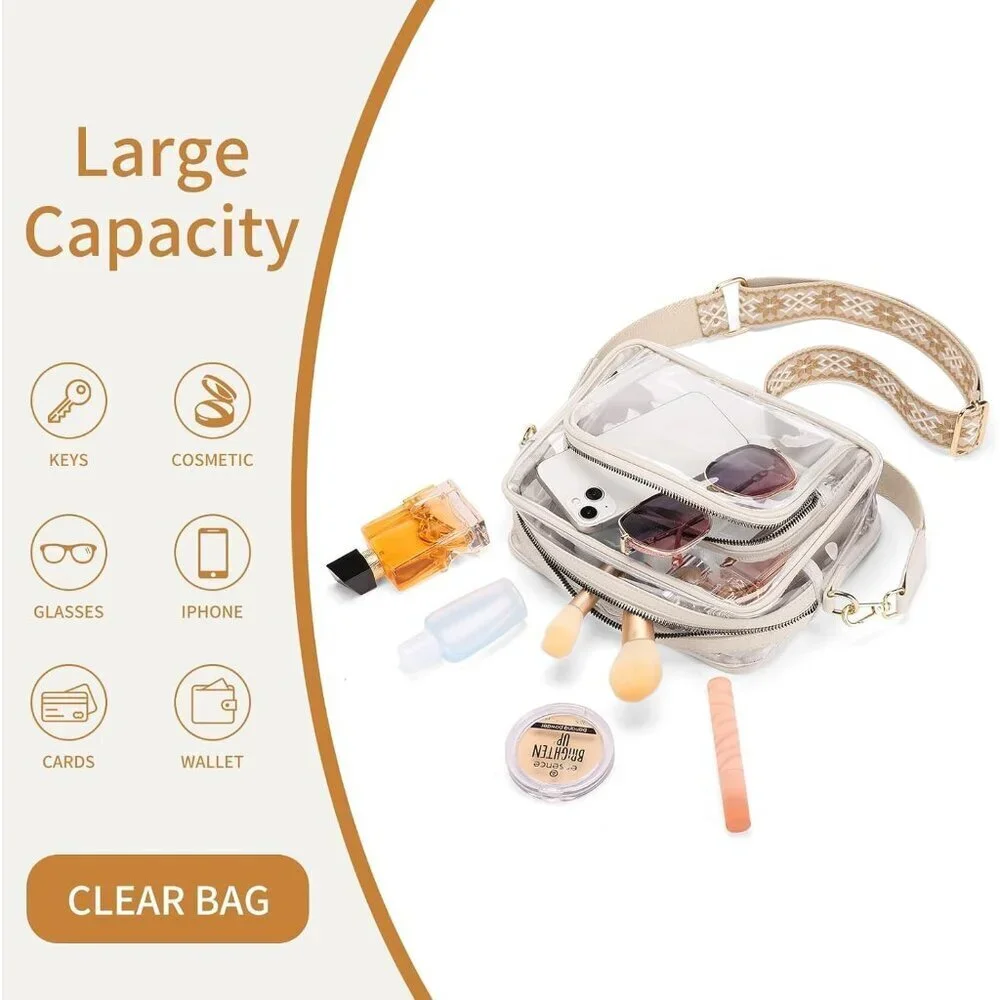 Clear Purse Women PVC Shoulder Bag Stadium Approved for Concerts Sports Festival